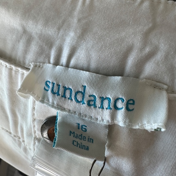 NWT SUNDANCE Women's Flat-Front BLOOM Embroidered Off-White CARGO PANTS Size 16 - Picture 2 of 7